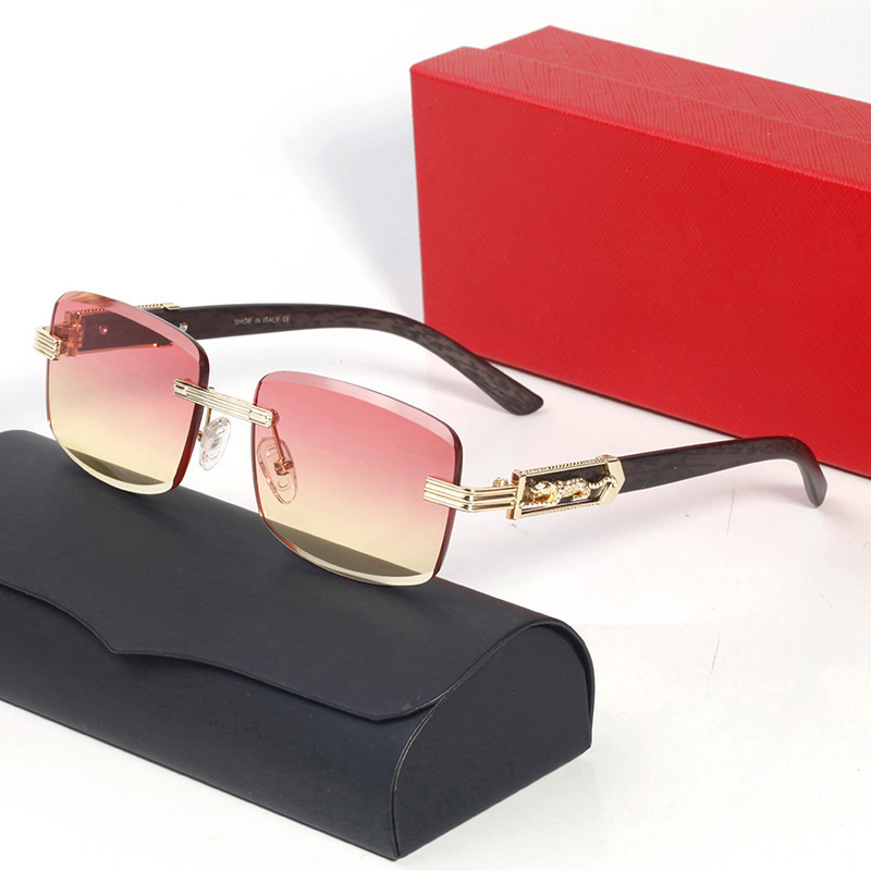 

Funky Sunglasses for Women Designer Transparent Mens Rectangle Goggle Carti Glasses Gold Metal Frameless Wooden Fashion Sports Luxury Eyeglasses occhiali uomo