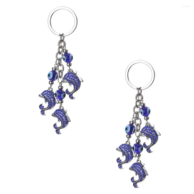 

Keychains 2 Pcs Key Chain Blue Keychain Eye Bags Turkish Keyring Glass Hand
