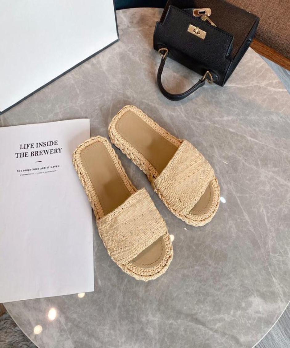 

2021 Luxury Designer A1 Women Rope Woven Slippers Ladies Solid Leisure Sandals Fashion Scuffs Casual Shoes Top Quality With Box Si8301390, Grey