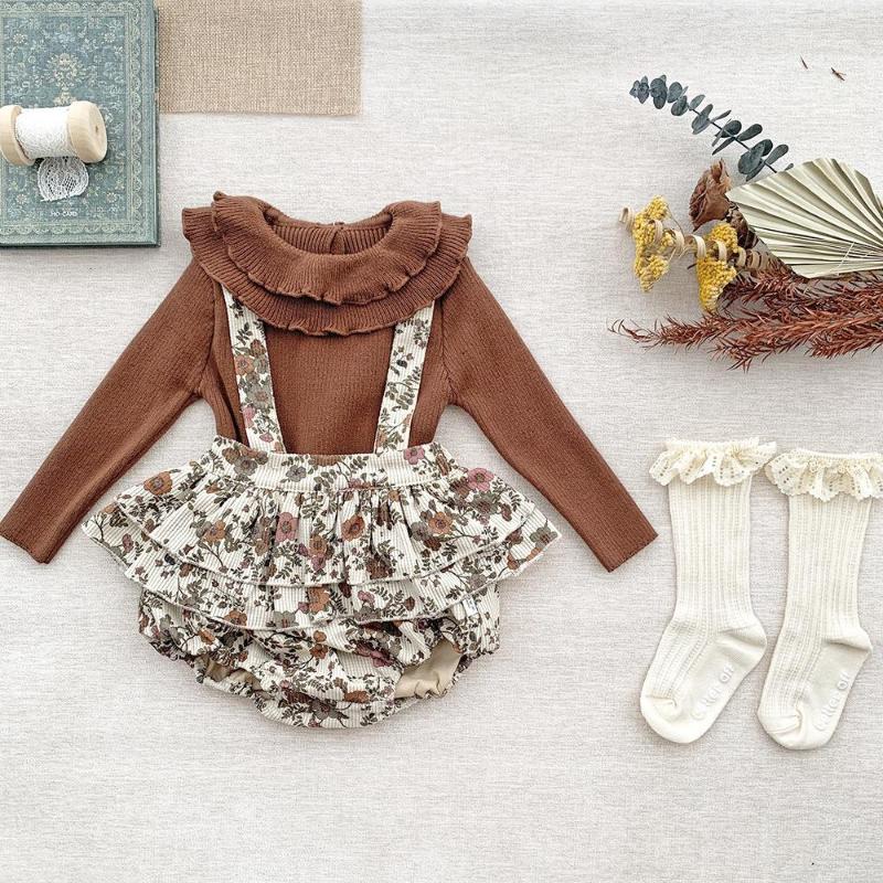 

Girl Dresses Toddler Girls Suspender Floral Jumpsuit Ruffle Lace Layers Kids Tutu Skirts Princess Prettiskirt Autumn Winter Children Clothes, Multi