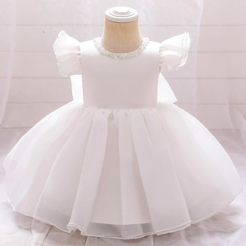 

Girl Dresses Born Baby Wedding Clothes 1st Birthday Christening Gowns White Bow Dress Infant Baptism