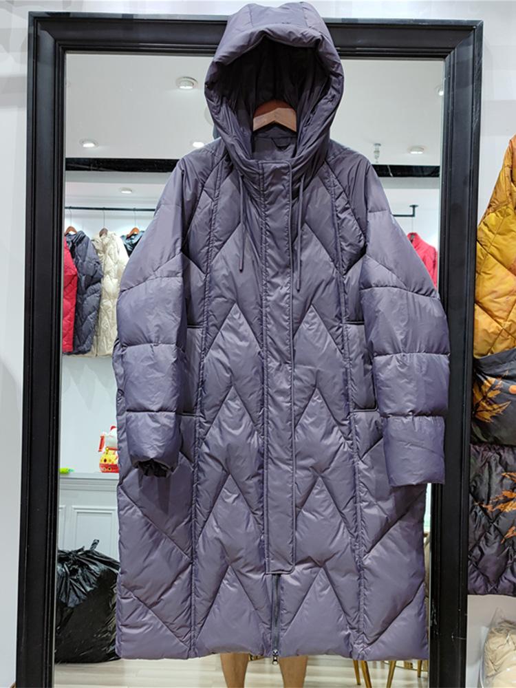 

Parkas Lagabogy 2022 New Winter Women Snow Warm Thick Parke Outwear Long 90% White Duck Down Coat Female Oversized Hooded Puffer Jacket, Dark purple