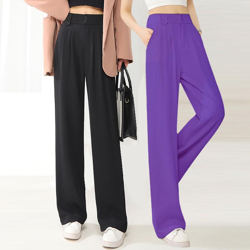 

Women' Pants 2023 Summer Thin Ice Silk Casual Suit Wide Leg Women' Dropped High Waist Loose Narrow Straight Floor Towers -4XL, Black