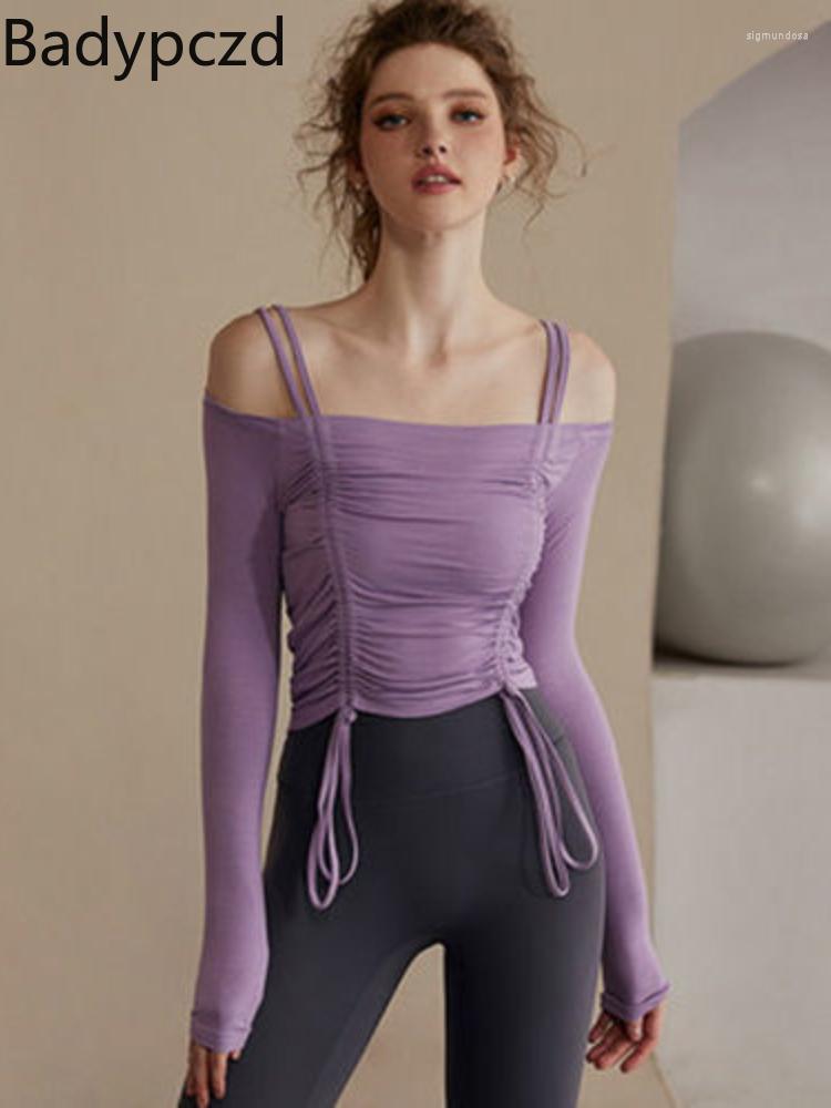 

Active Shirts Badypczd Sexy Yoga Clothes Slim Sports Running Long-sleeved Training Fitness T-shirt Top Gym Shirt Women Activewear, Purple