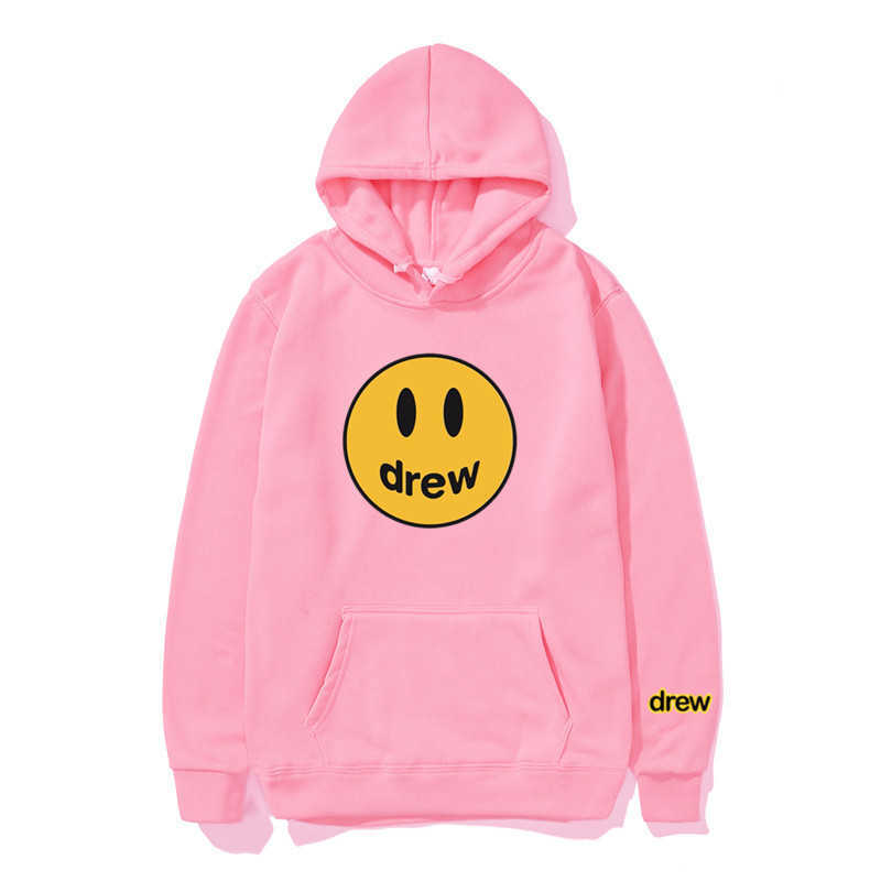 

Sweater Drew Mens Hoodie Winter Casual Smiling Face and Womens Couple Wear Pullover Loose Coat, 5 pink