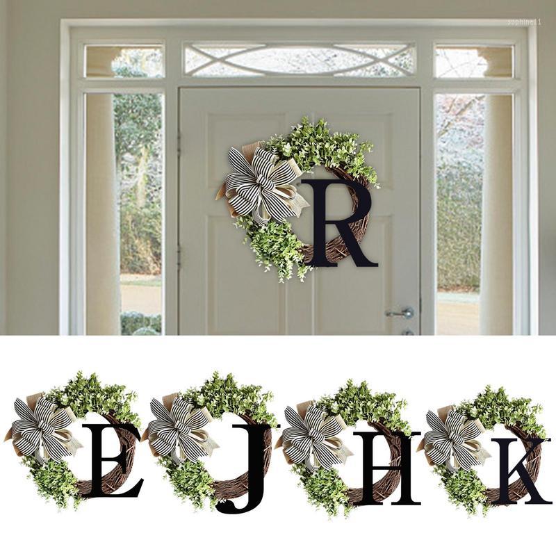 

Decorative Flowers Initial Wreaths For Front Door With Bow-knot Christmas Decoration Farmhouse Style Rustic French Decor All Seasons