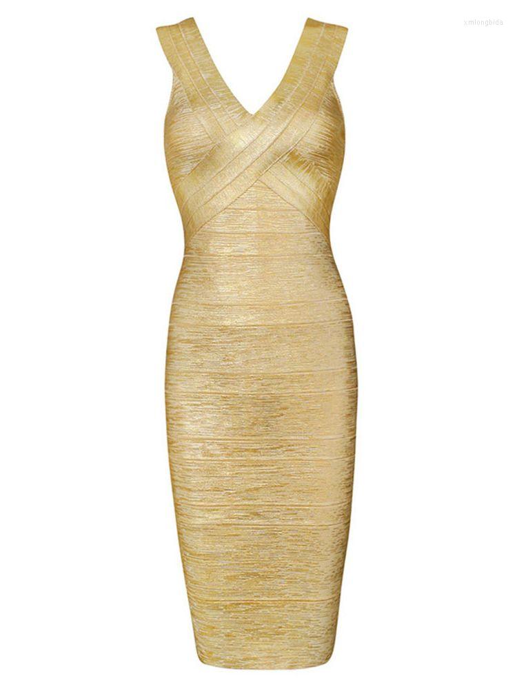 

Casual Dresses BEAUKEY Metallic Gold Red Bandage Dress Elastic Sheath Tank Foil 2023 For Women Party Black Sexy High Quality