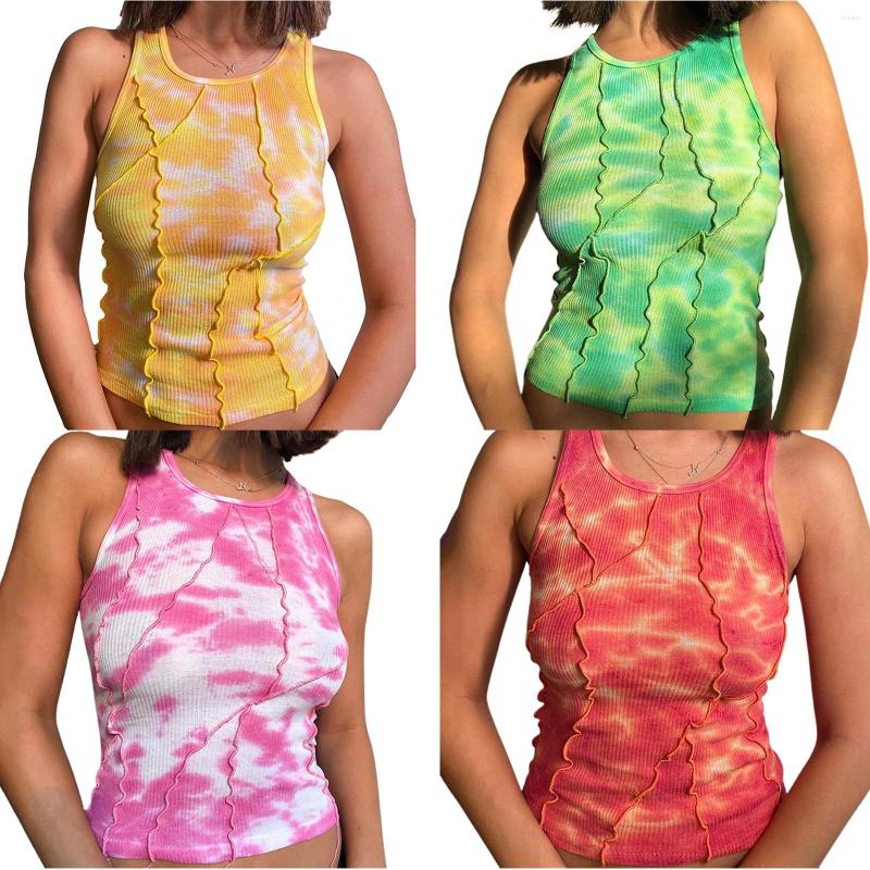 

Women's Tanks Women's Wrapped Vest Sleeveless Top Dye Printed Casual Party Tummy Control Sports Summer Clothes, Pink