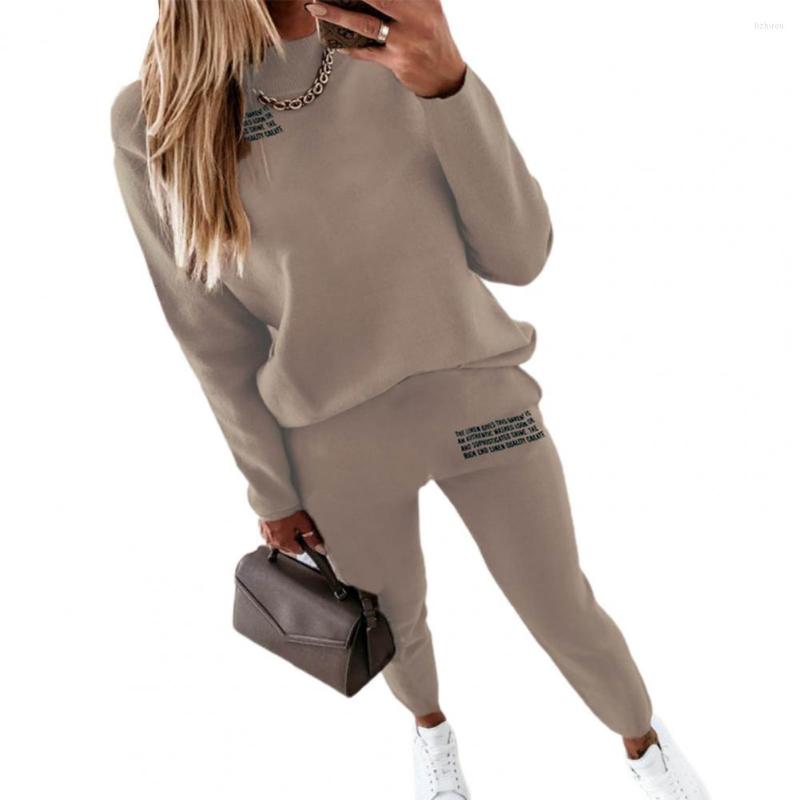 

Women' Two Piece Pants In Women Tracksuit Elastic Waist Letter Print Long Sleeves Pockets Pullover Sweatshirt Sweatpants Set Female Clothes, Lake blue
