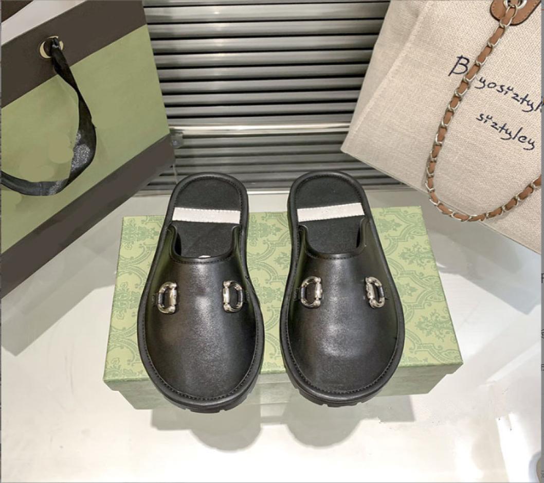 

women men Designer Mules Slippers Loafers Genuine Leather Sandals luxury Casual Shoes Horsebit half drag Princetown Metal Chain Sh6364969, Ingigo