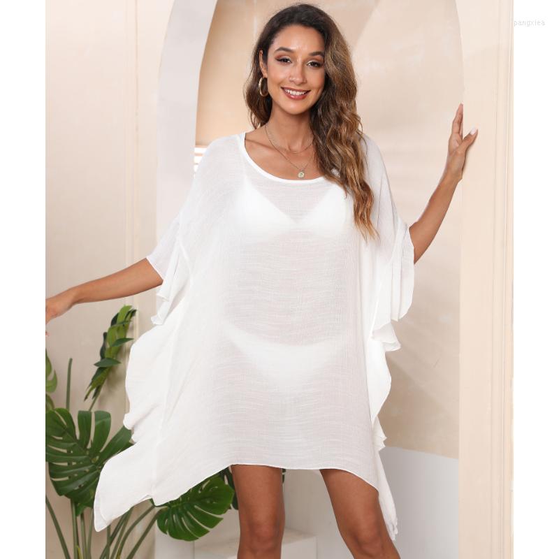 

Women's Swimwear 2023 Summer Cover-ups Women Dress Sarong Ruffle Loose Beachwear Bikini Cover Up Woman Pareo Beach Bathing Suit, Yellow