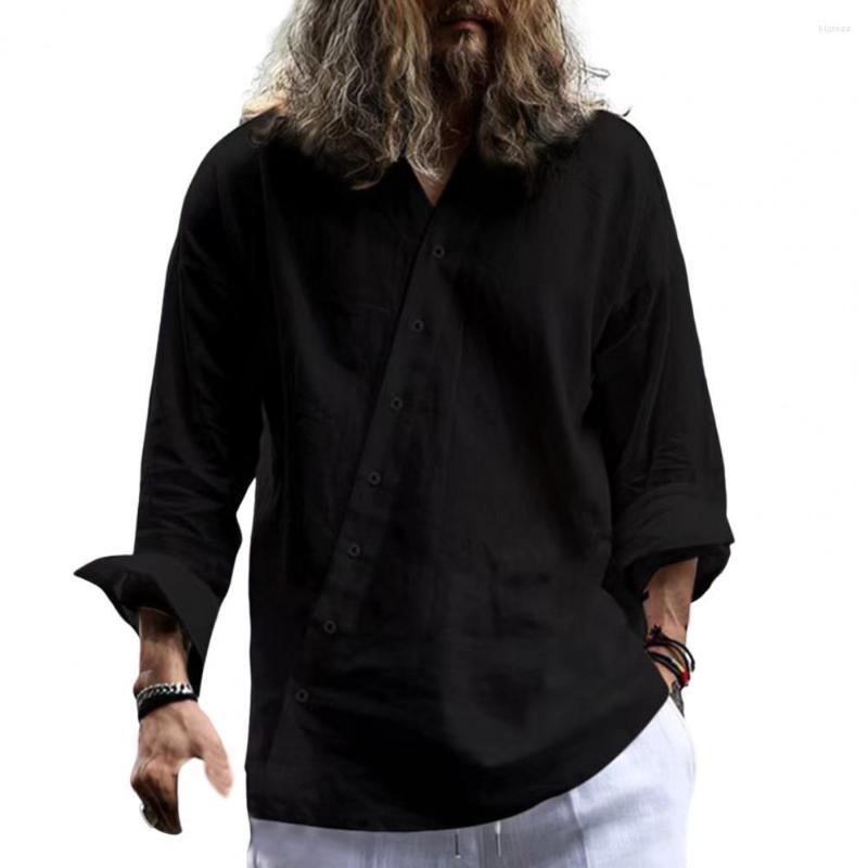 

Men's Casual Shirts Anti-pilling Stylish Friendly To Skin Men Shirt Loose Type Summer All Match Daily Clothes, Black