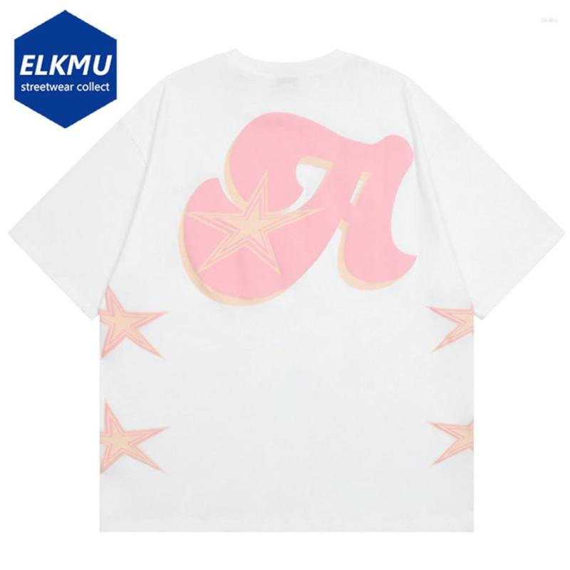 

Men's T Shirts Letter Star Print Men Hip Hop 2023 Summer Oversized Harajuku Y2K T-shirt Streetwear Fashion Loose Cotton Tee Shirt, White