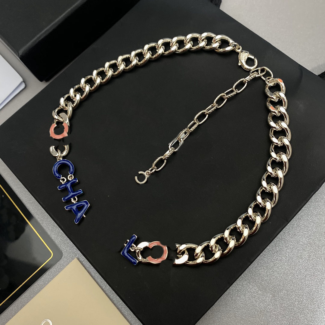 

Women Fashion Designer Necklaces Choker 18K Gold Plated Brass Copper C-Letter Pendant Chain Crystal Statement Wedding Jewelry Do Not Fade B022