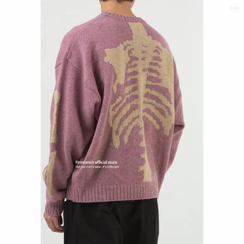 

Men's Sweaters Firmranch Japanese Fashion Retro Skeleton O Collar Knit Top For Women Men Purple Sweater Vintage Knitwear Jacket Autumn