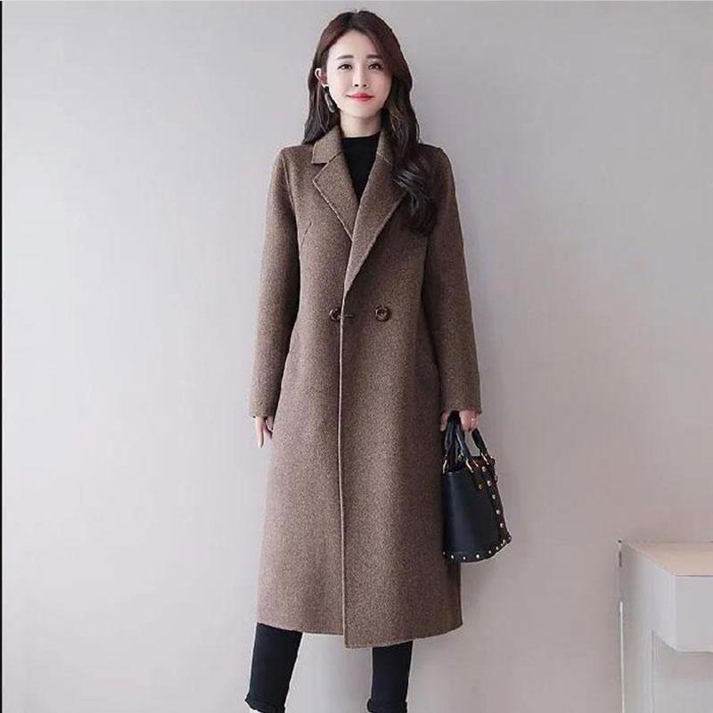 

Fur Winter long woolen coat women's 2022 new Korean version of loose leisure temperament Joker thin woolen coat