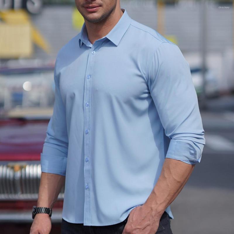 

Men's Casual Shirts Spring Shirt Large Size Soft Keep Trendy Turn-down Collar Men Autumn For Work, Dark blue