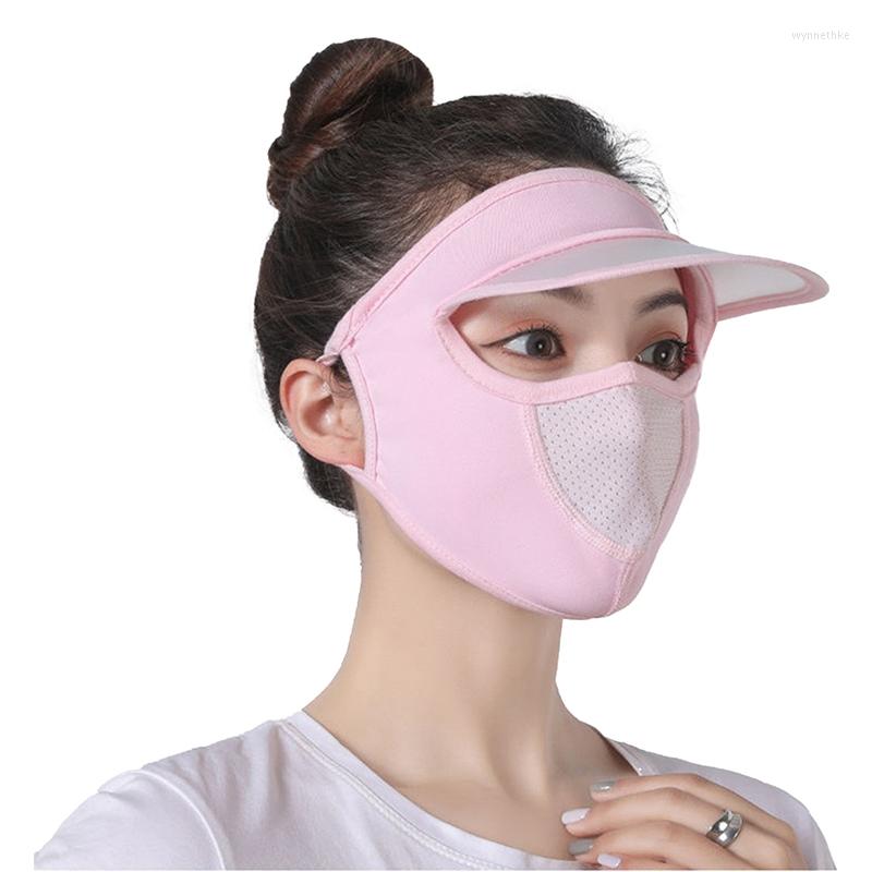 

Wide Brim Hats Summer Sunscreen Silk Mask UV Protection Face Cover Veil With Outdoor Cycling Sun Caps, Pe2313pk