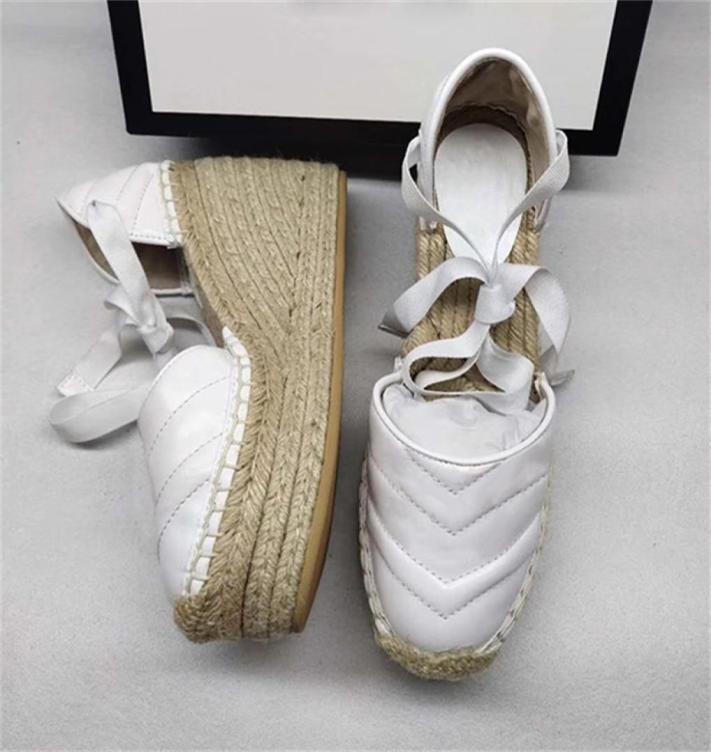 

Women039s leather wedge platform canvas sandals fashion grosgrain rope platform sandals calfskin canvas high heels6896794, Nude
