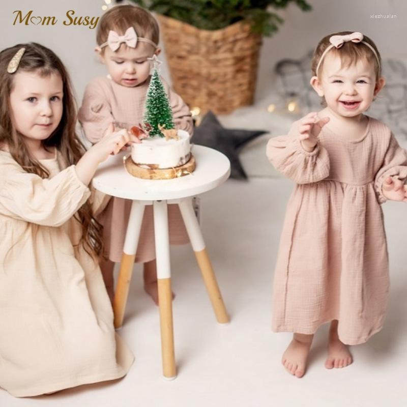 

Girl Dresses Baby Princess Cotton Dress Long Sleeve Summer Spring Autumn Infant Toddler Child Vestido Solid Color Clothes 1-6Y, Purple