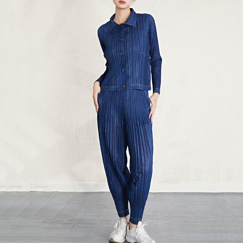 

Women's Two Piece Pants Womens 2 Casual Outfits Wrist Sleeve Turn Down Collar Top Jacket&Loose Harem Ankle Length Set Tracksuits, Black