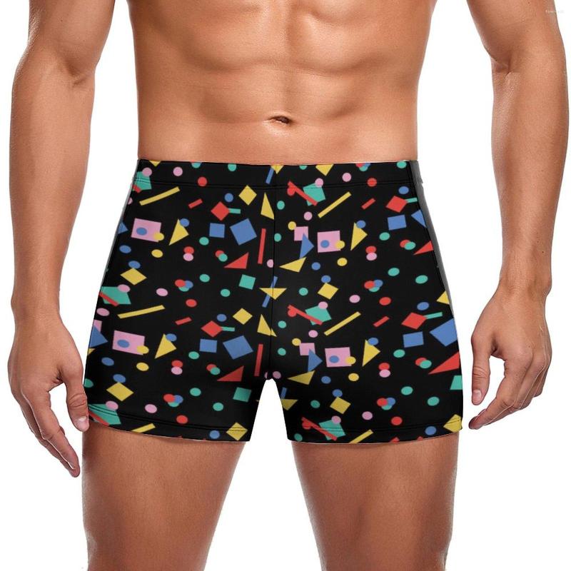 

Men' Swimwear Retro 80S Design Aesthetic Swimming Trunks Art Geometric Shapes Pool Custom Swim Shorts Quick Dry Push Up Men Swimsuit, Style