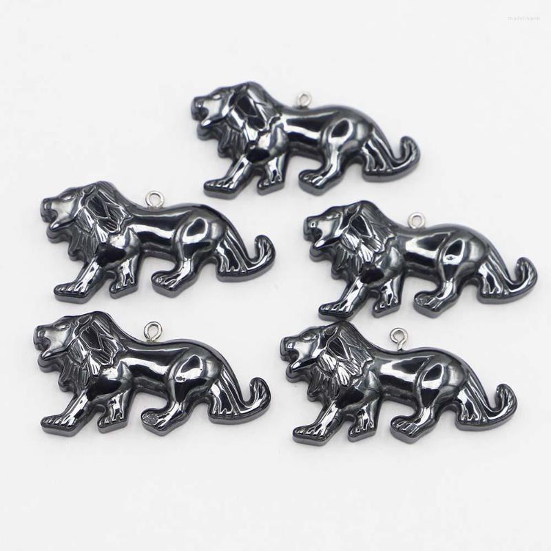 

Pendant Necklaces 6Pcs No Magnetic Hematite Lion Pendants Charms Men Meditation Spiritual For Necklace Jewelry Making Extra 51x26x8mm