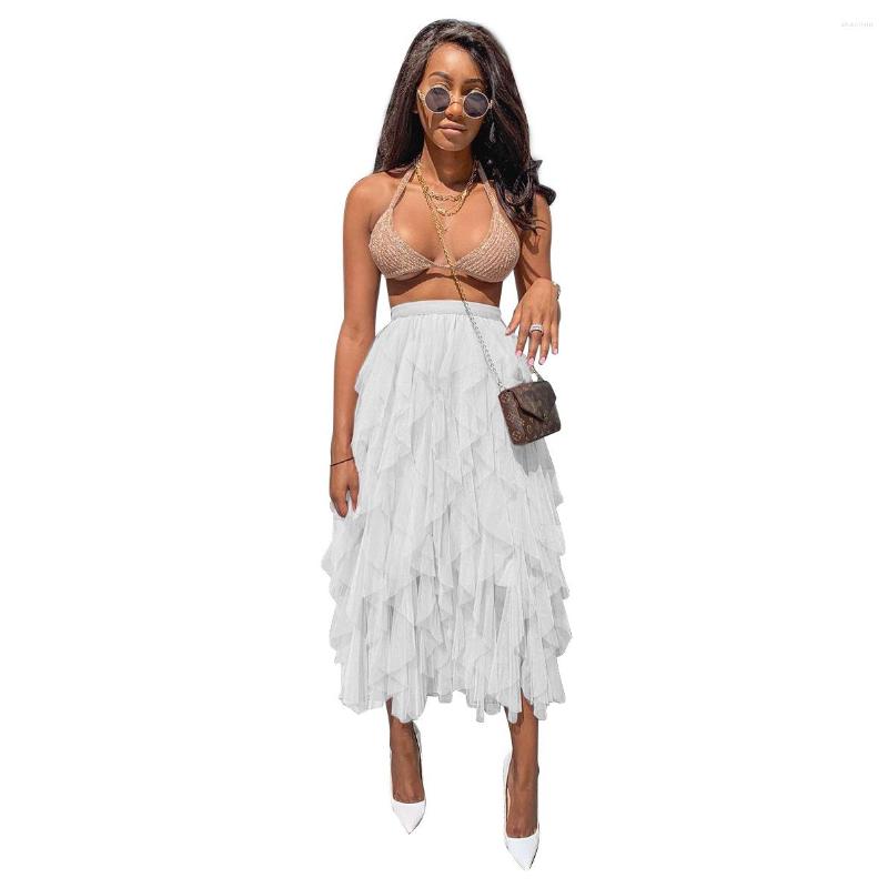 

Women' Swimwear 2023 White Irregular Multi-layer Long Cake A-line Skirt For Women Summer Holidays Beach Wear Cover-ups, Picture shown
