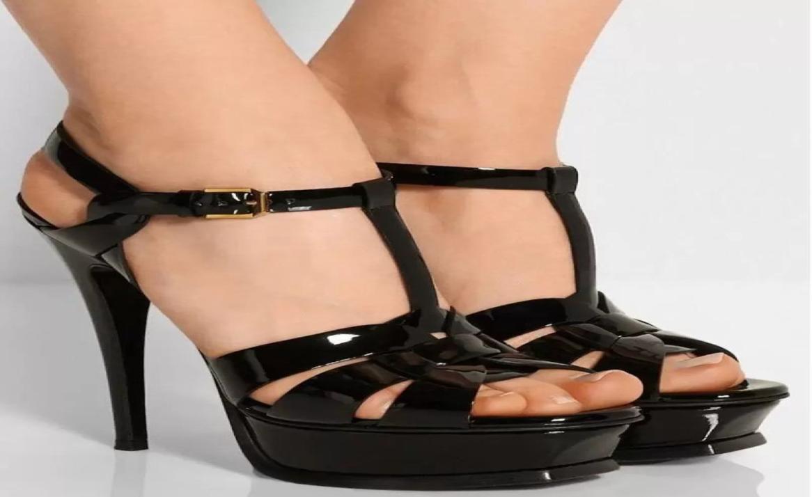 

Luxury brands Tribute platform Sandal in nude patent leather luxury designers sandals women Tapered Buckle strap stiletto heels sh8264477, Split