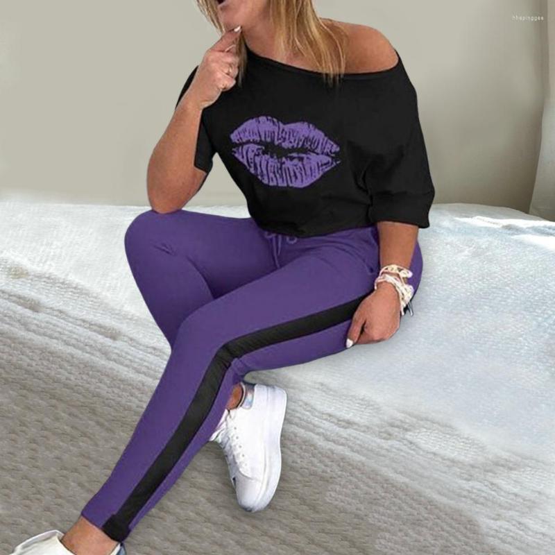 

Women' Two Piece Pants Chic Lady Tracksuit Long Sleeves Drawstring Breathable Sport Thin T-shirt Trousers Suit Garment, Blue