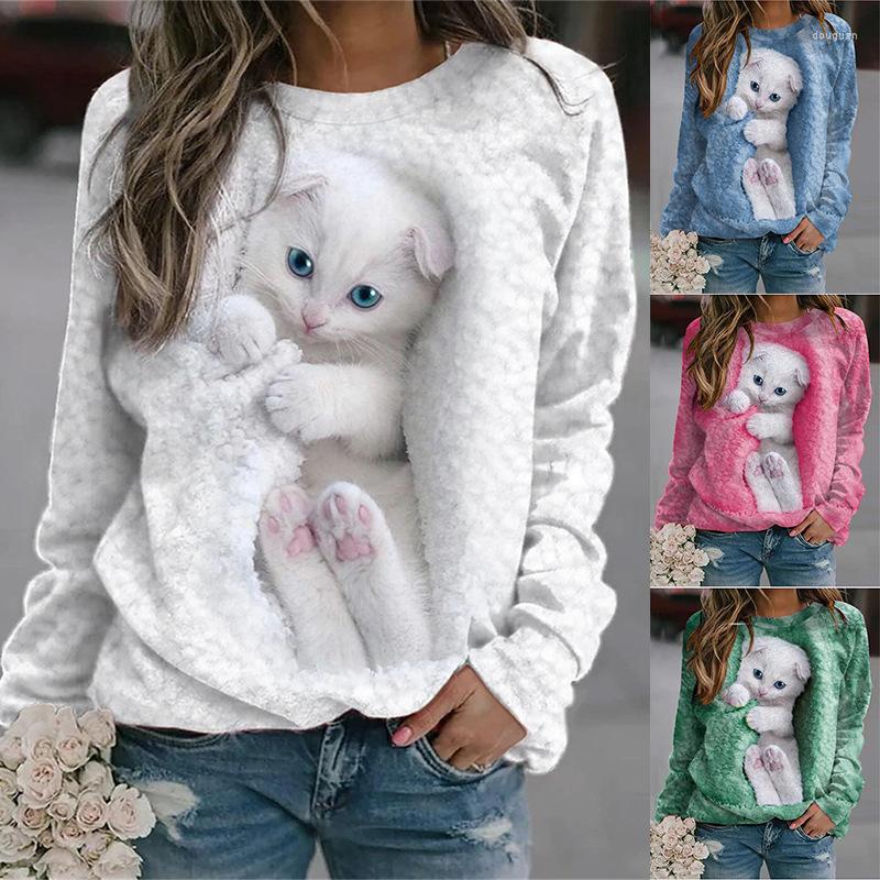 

Women' Hoodies Spring/Summer 2023 3D Animal Loose Print Long Sleeve Crewneck Sweatshirt Streetwear Women, White