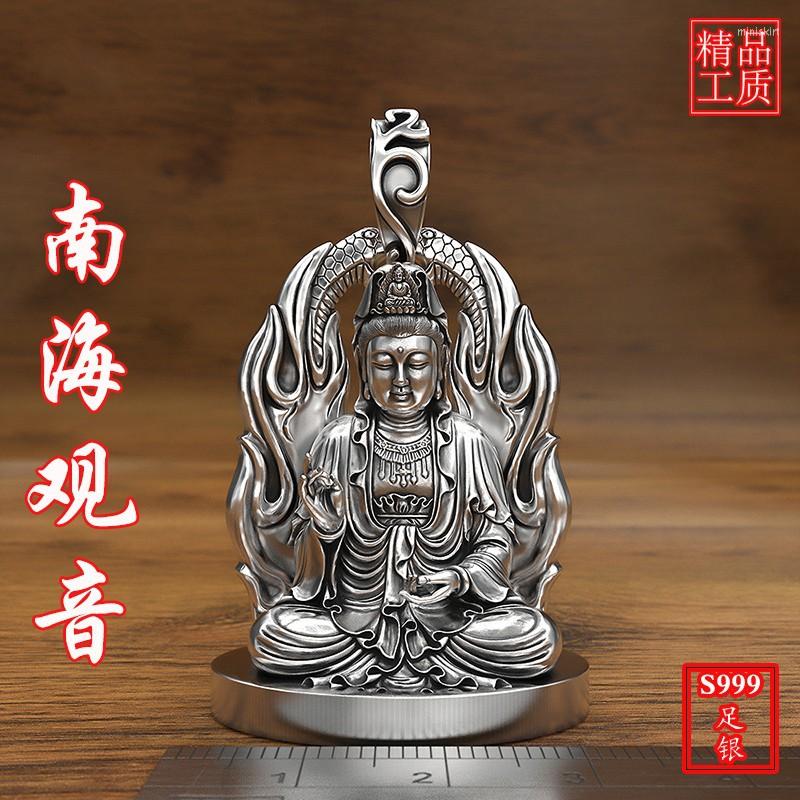 

Pendant Necklaces NY Avalokitesvara Three-dimensional Great Mercy Bodhisattva Six-character Truth Vintage Sweater Chain