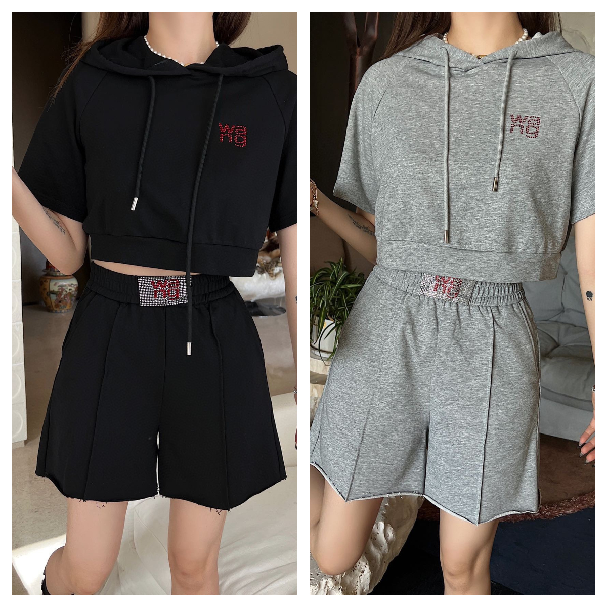 

Women's Two Piece Pants Designer Women sets Spring/Summer Hot Diamond Sports Set Elastic Waist Black Grey