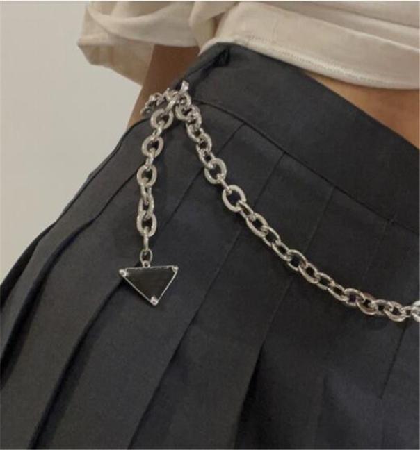 

Chain Belt For Women Designer Luxury Waist Belts Triangle Links Ladies Dress Accessories Silver Chains Waistband Woman Letter Belt8152517