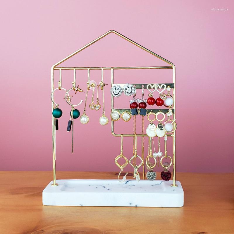 

Jewelry Pouches Nordic INS Resin Earrings Display Rack Bracelet Watch Necklace Organizer Metal Storage Stand Desktop Ornament