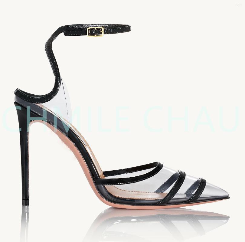 

Sandals 2023 Sandal Summer Sexy Women High Heels Fashion Ankle Strap Shoe Party Pumps Quality Lady Pointed Toe 79-CHC-30, Black patent
