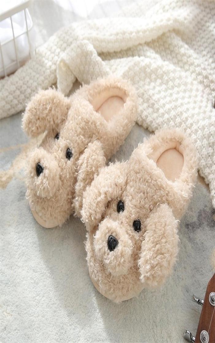 

Fur Dog Slippers New High Quality Cute Cartoon Animal Women Winter Warm Plush Home Fluffy Slides Cotton House Shoes 2010267342251, Lightgreen