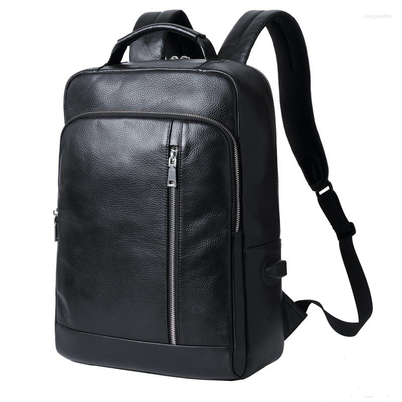 

Backpack Genuine Leather Laptop Mens Business Travel Bag Waterproof Back Pack Male Computer Bagpack Real Backpacking, Picture shown