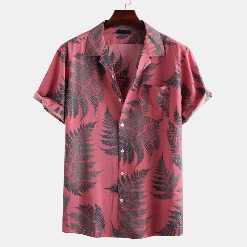 

Men' Casual Shirts Men' Colorful Summer Short Sleeve Loose Buttons Shirt Blouse 2023 Fashion Print Beach Hawaiian, Red