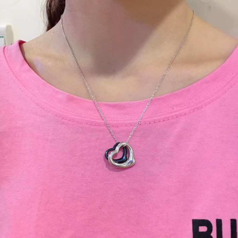 

100% Silver Womens Hollow heart Necklace diamonds pendants love Necklaces Designer Jewelry Necklace tif Brand for bridal womens Wedding Christmas Gift with blue box