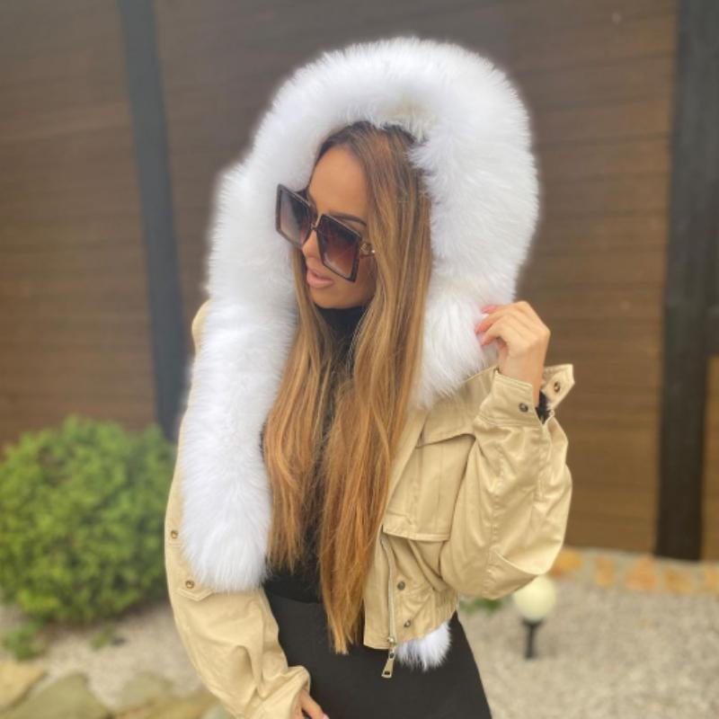 

Fur 2021 New Ladies Real Sheepskin Lamb Fur Aviator Parka Hooded Women's Winter Jacket Natural Fox Fur Bomber Coat, Yellow collar