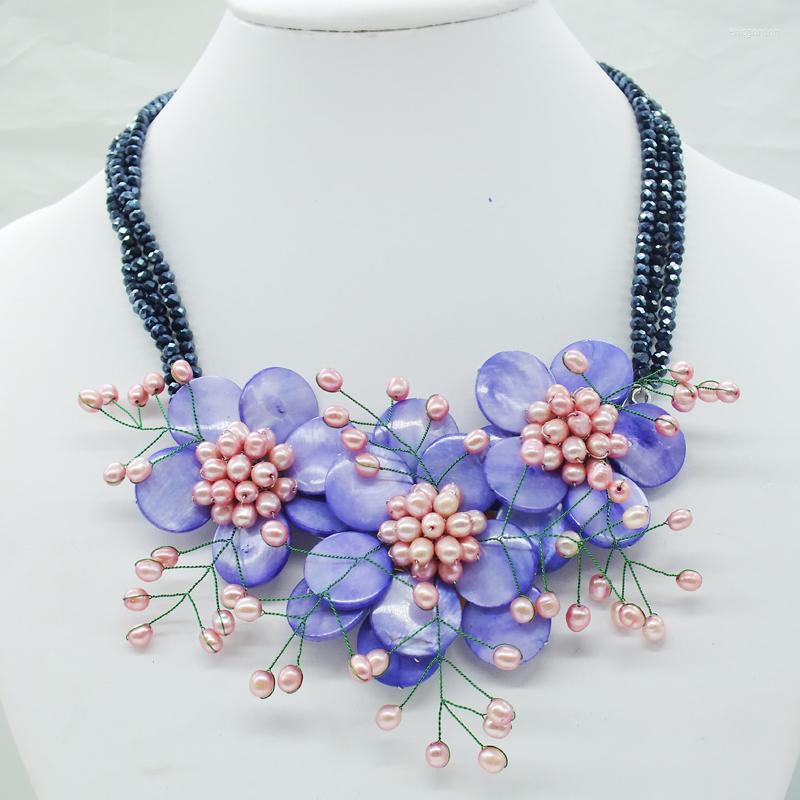 

Choker Classic Romantic Africa Bride Bpearl Shell Flower Necklace 20"