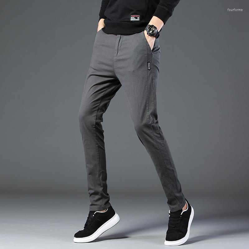 

Men's Pants 2023 Autumn Mens Stretch Korean Casual Slim Fit Elastic Waist Jogger Spring Business Classic Male Trousers, Black
