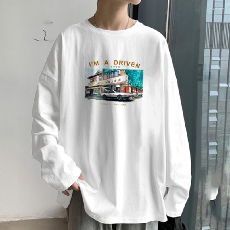 

Men's T Shirts Long Sleeve Men T-shirts Summer Printed Simple Unisex Baggy White Basic Harajuku Hip- Streetwear Spring