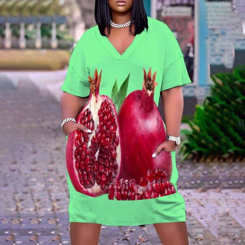 

Casual Dresses Summer Women Dress Sexy Short Sleeve Fruit Print Midi Women' Fashion Bohemian Party Floral Elegant Pomegranate, Lqf5n212011k