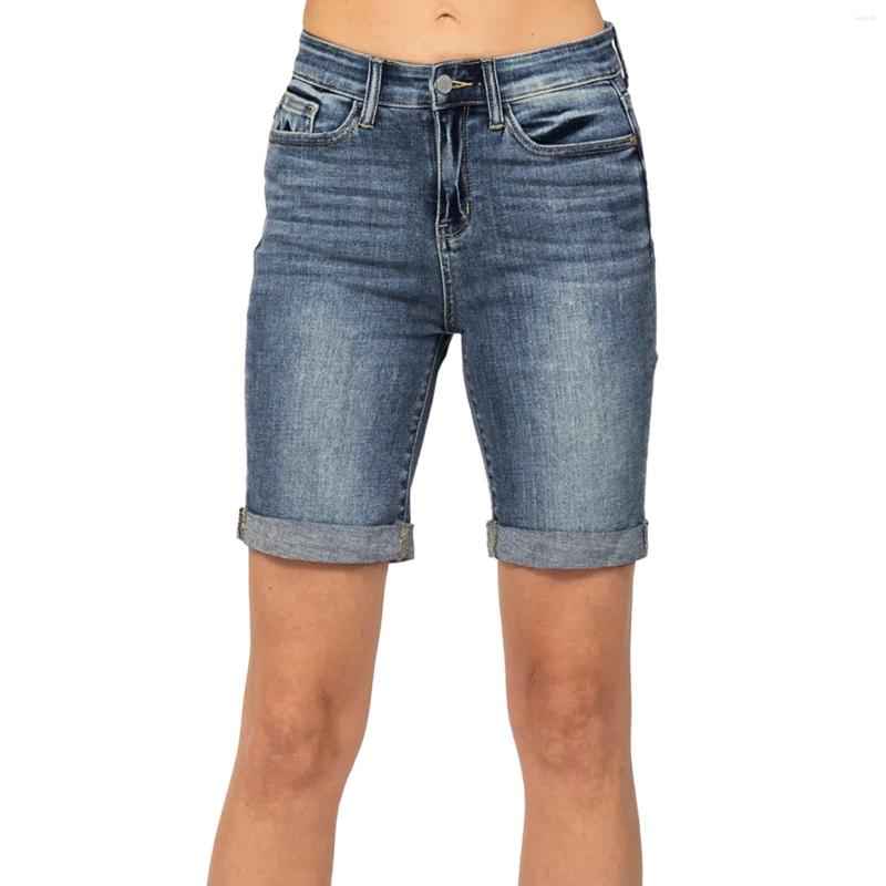 

Women' Shorts Womens Casual Fashion Slim Pockets Curly Edge Jeans, Dark blue