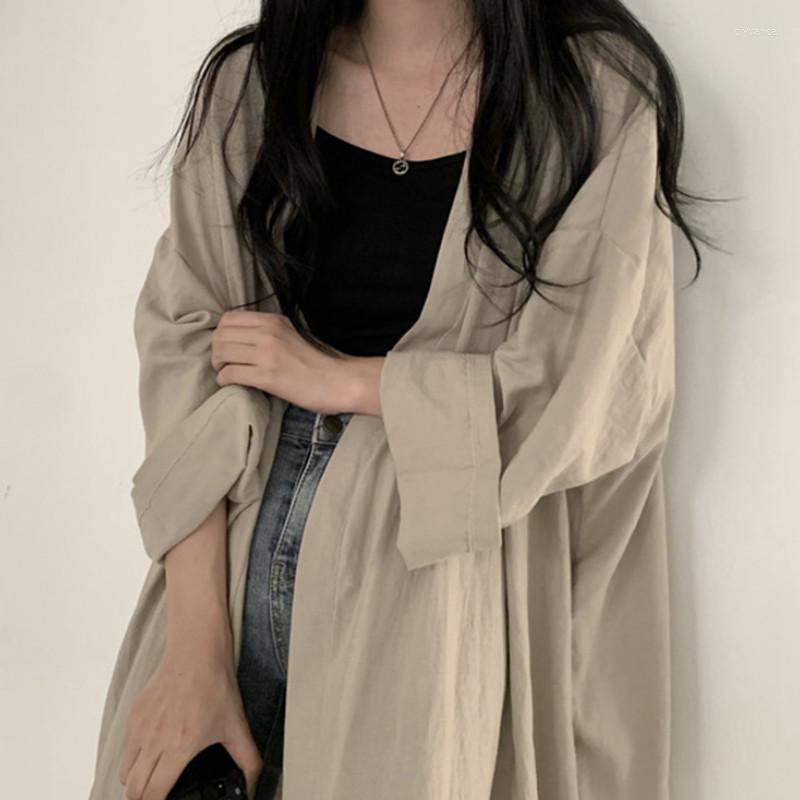 

Women's Jackets Women Cardigan Coat Korean Fashion Simple Long Sleeve Loose Fit Bottom Split Summer Sunscreen Women's Jacket Spring