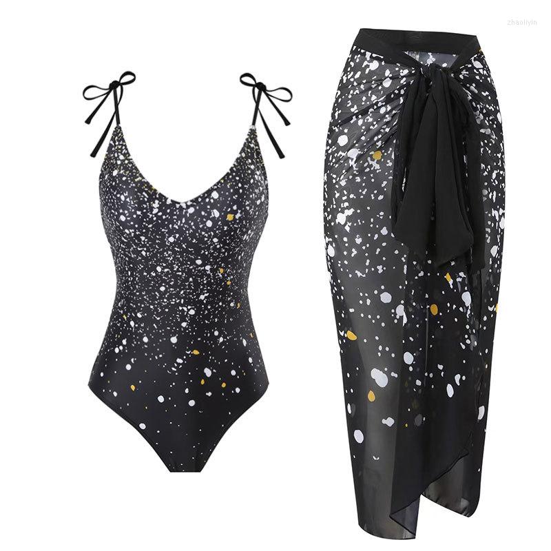 

Women' Swimwear 2023 Women' Starry Sky Print Two-Piece Swimsuit Retro Style Brazilian Lace Up Holiday Bathing Suit Beach Dress, Top 01