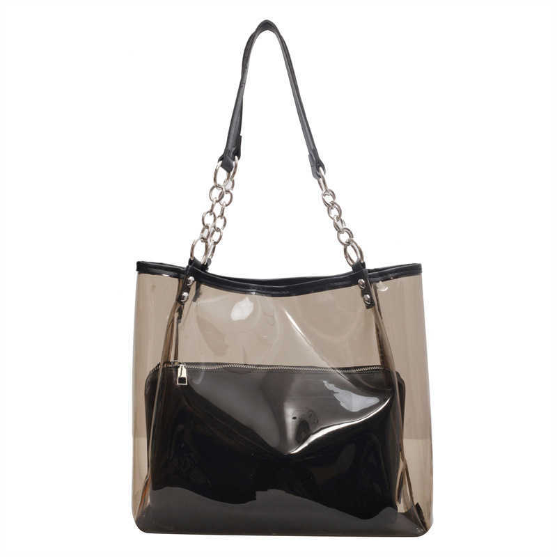 

Shoulder Bags Transparent Bag 2023 New Trendy and Fashionable Summer Niche Shoulder for Women with Large Capacity Jelly Versatile Tote 230420, Transparent black