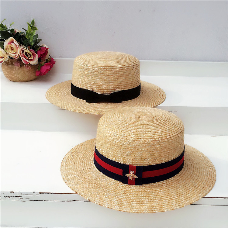 

Wholesale Summer Wide Brim Thin Hay Braid Flat Top Flat Brim Straw Hat Women's Sun-Proof Style Natural Grass Top Hat Fashion, Aspic